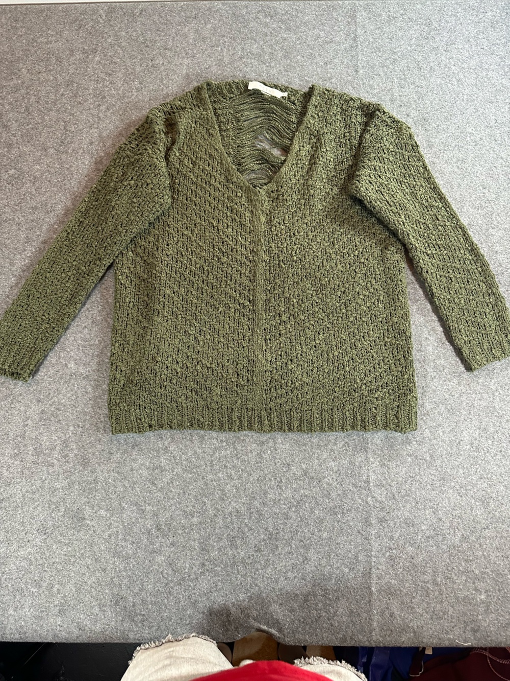 Astr Green Textured V-Neck Sweater